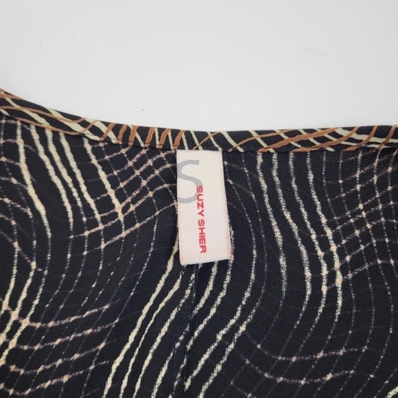 Vintage midi fitted dress abstract y2k v-neck plunge neckline wrap squiggles - Picture 11 of 13